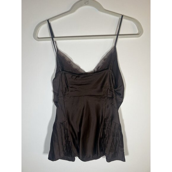 Vintage Y2K Arden B brown silk stretch babydoll camisole beaded embroidered L - Picture 2 of 10
